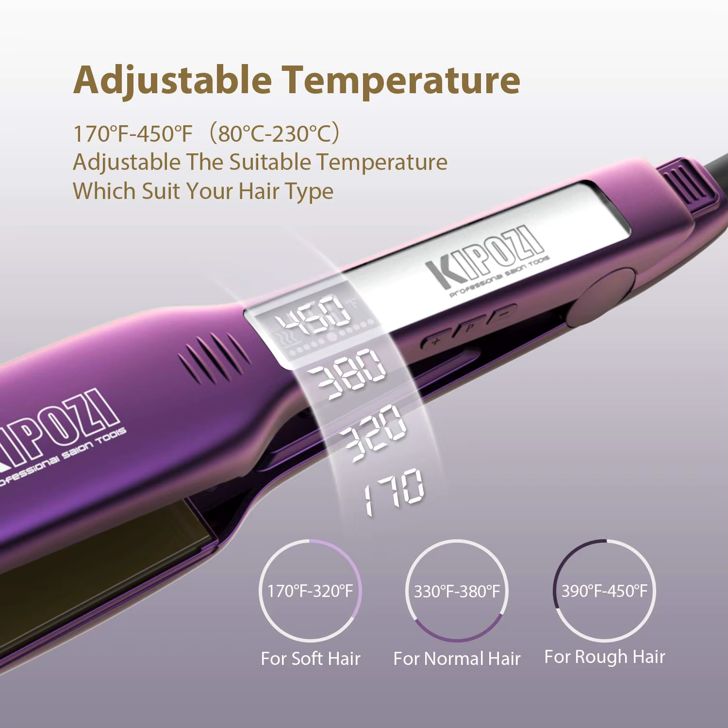 Kipozi Hair Straightener LCD Digital Display